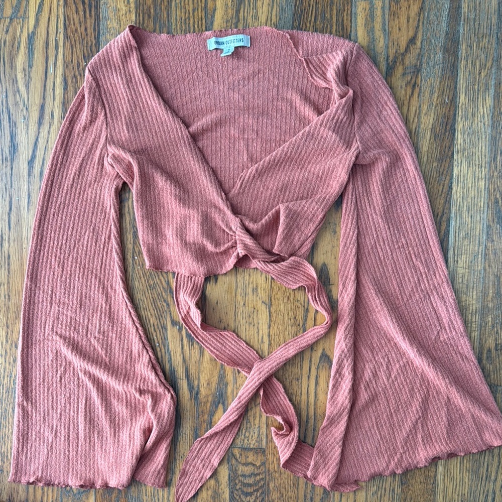 Urban Outfitters Orange Bell Sleeve Wrap Crop Top